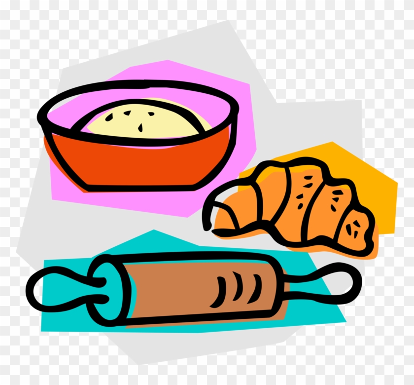 Vector Illustration Of Rolling Pin With Flour Dough - Rolling Pin Clip Art #1636385