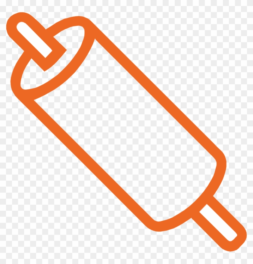 An Orange Rolling Pin Icon - Black Baking Clipart Png #1636387