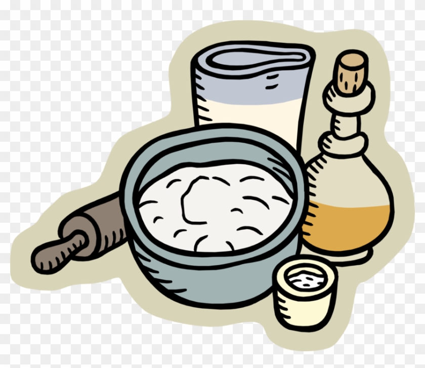 Vector Illustration Of Baking Flour Dough Batter With - Cooking