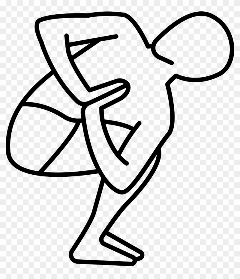 Man On Squat Position Turning Waist Comments - Line Art #1636458