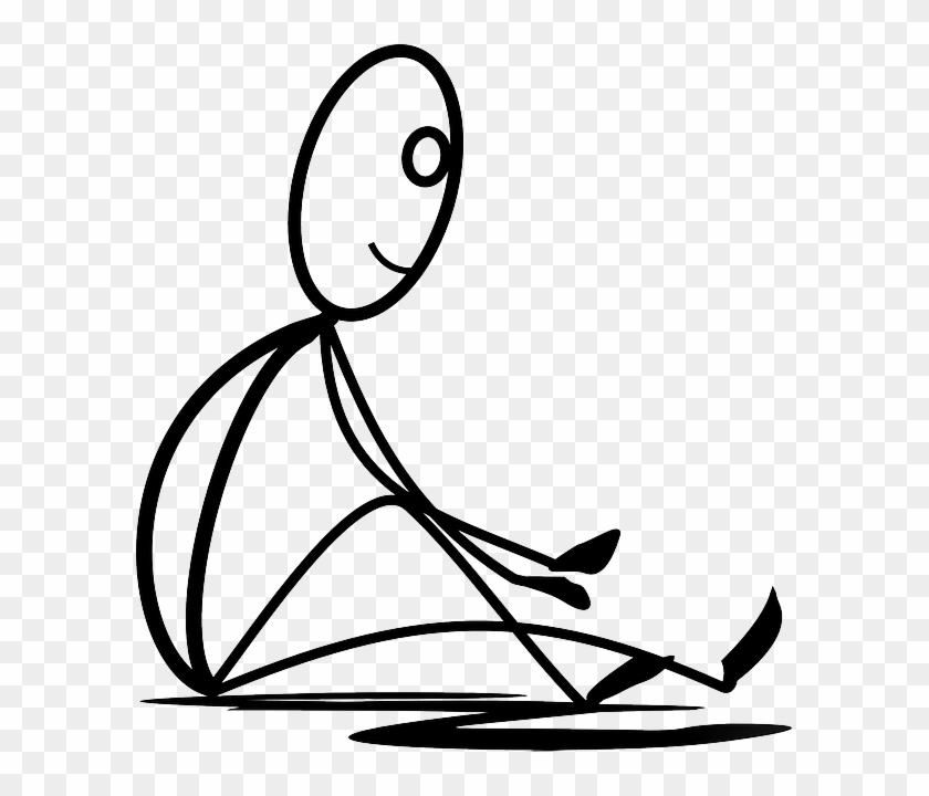 Jpg Black And White Stock Sitting Stretching Resting - Stick Figure Sitting Down #1636481