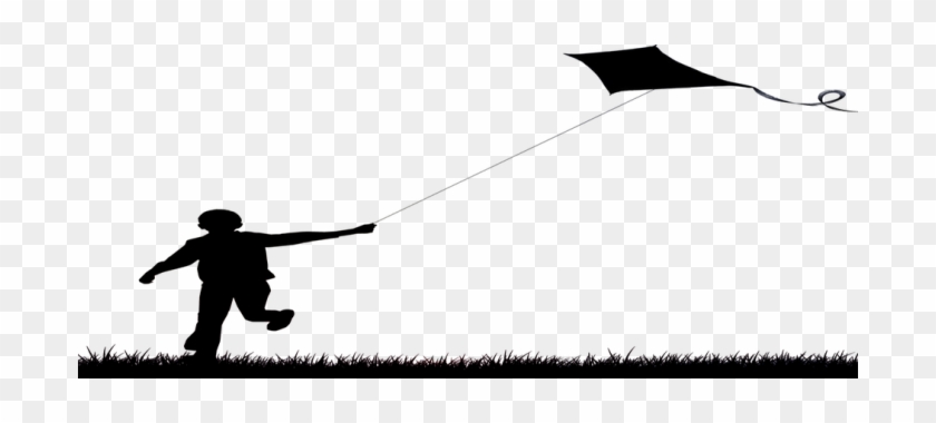 Boy Flying Kite - Black Silhouette Flying Kite #1637093