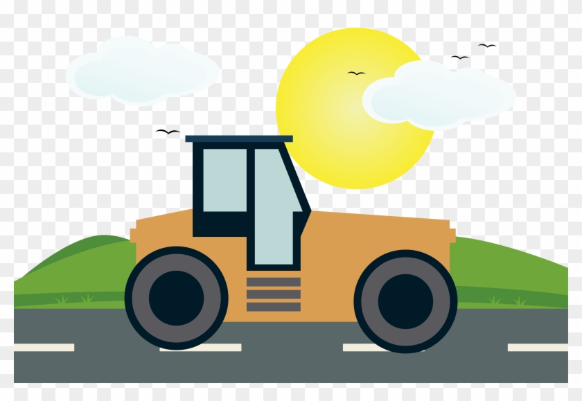 Asphalt Clipart Car Road - Bulldozer #1637235