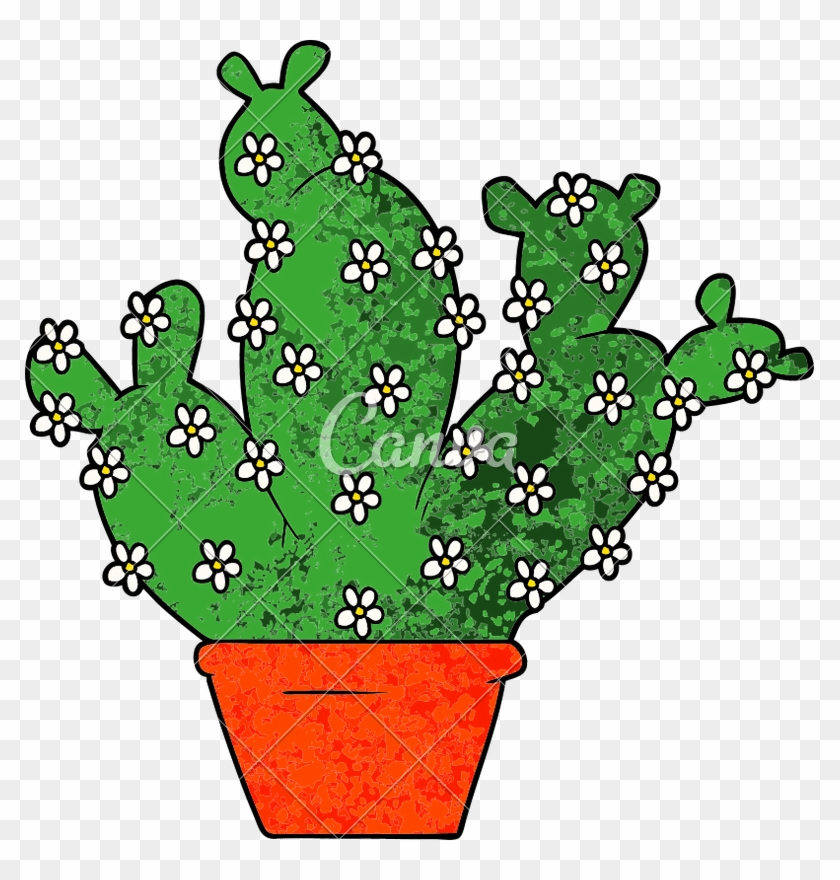 Cartoon Potted Cactus - Cartoon #1637828