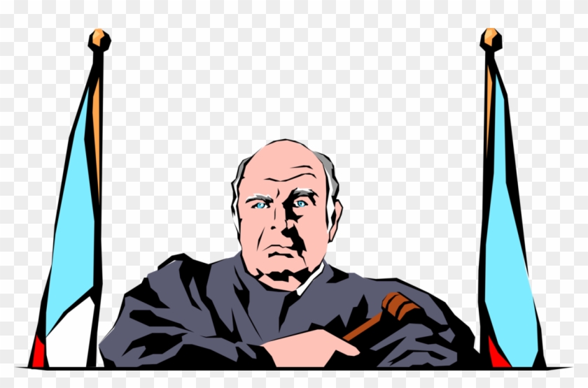 Vector Illustration Of Judicial Judge Presiding In - Illustration #1637903