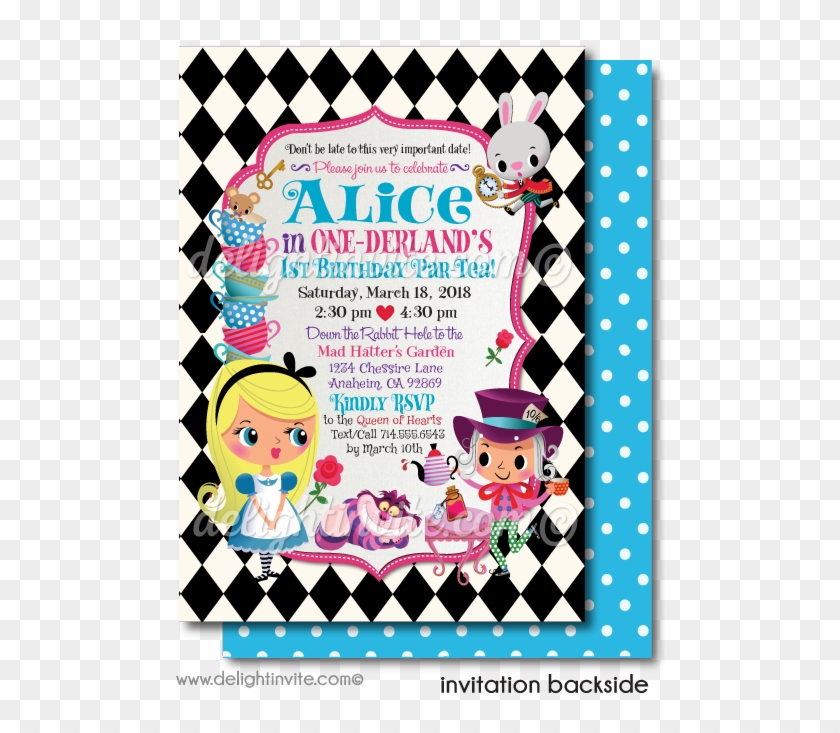 Alice In One Derland Tea Party Birthday Invitations - The Mad Hatter #1638125