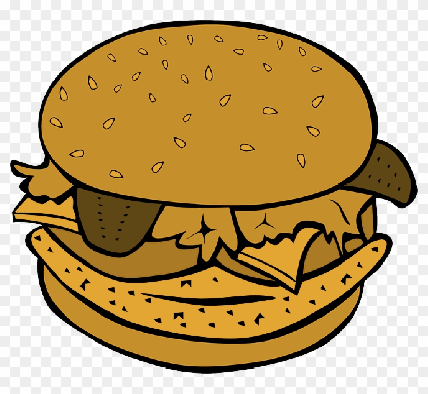 Clipart Fish Burger - Black And White Cheeseburger Clipart #1638776