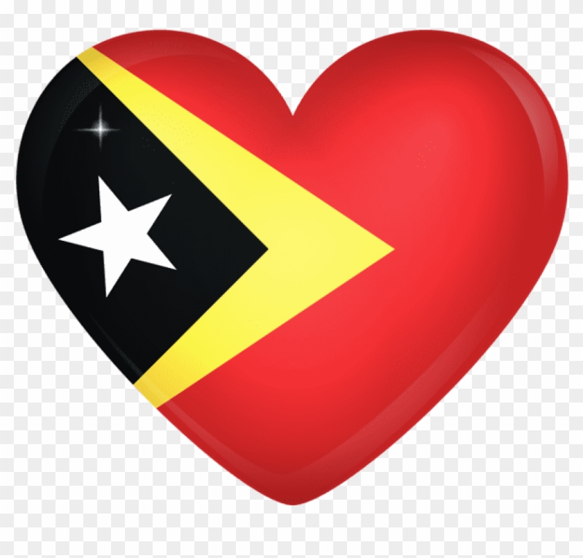 Free Png Download East Timor Large Heart Flag Clipart - East Timor Flag Round #1638937