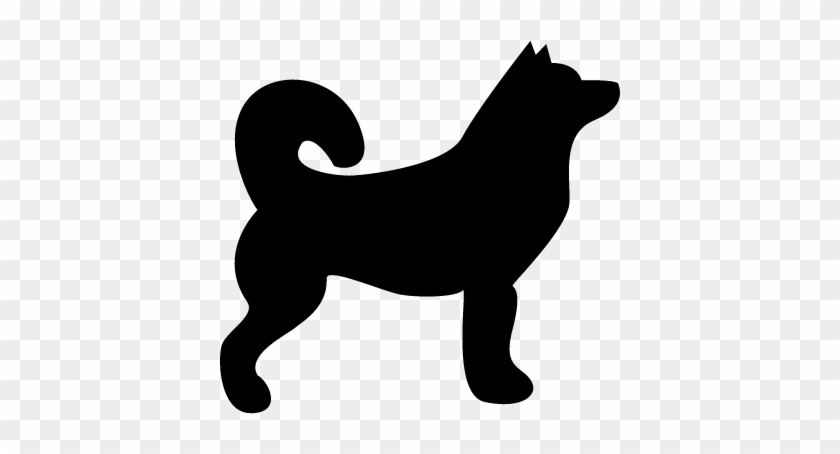 Dog Side Silhouette With Curled Tail Vector - Side On Dog Silhouette #1639320