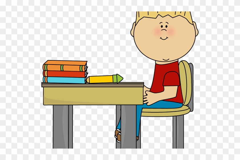 Free Child Sitting On Chair Clipart, Download Free - Clipart Student At Desk #1639539