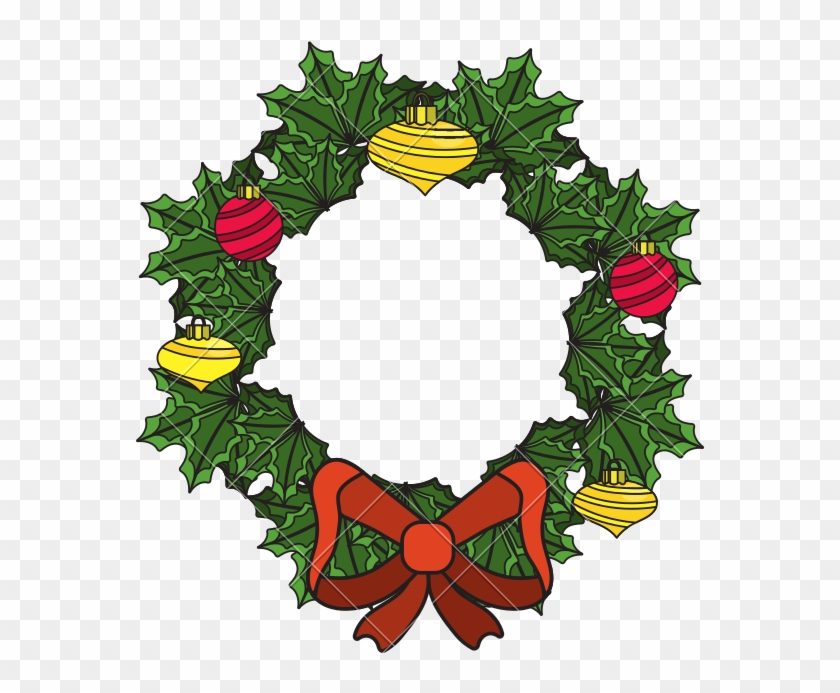 Christmas Wreath Garland With Christmas Design - Illustration #1639951