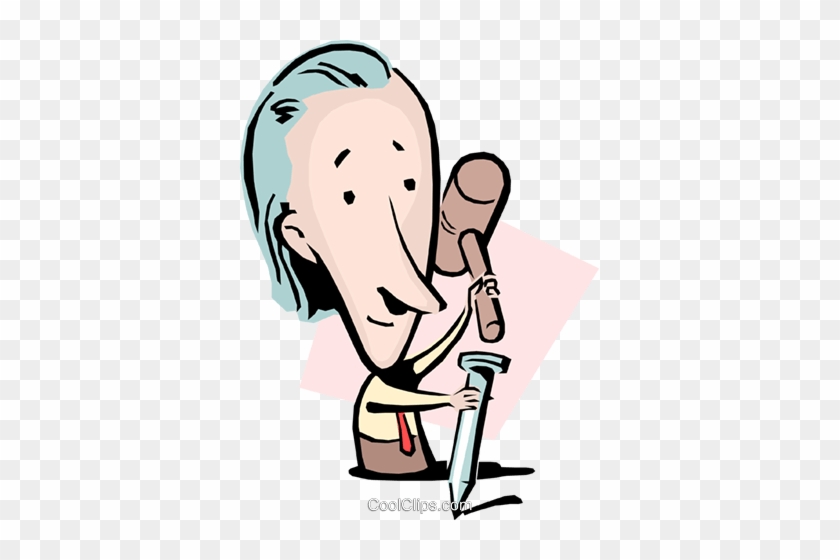 Cartoon Man With Hammer & Nail Royalty Free Vector - Uomo Con Martello E Chiodi #1640181