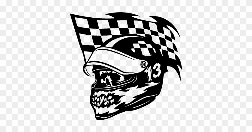 Checkered Flags And Skull Tattoo #1640216