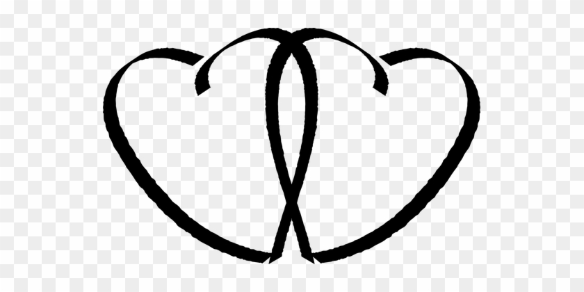 Heart, Love, Valentine, Black, Together - Transparent Heart Clipart #1641025