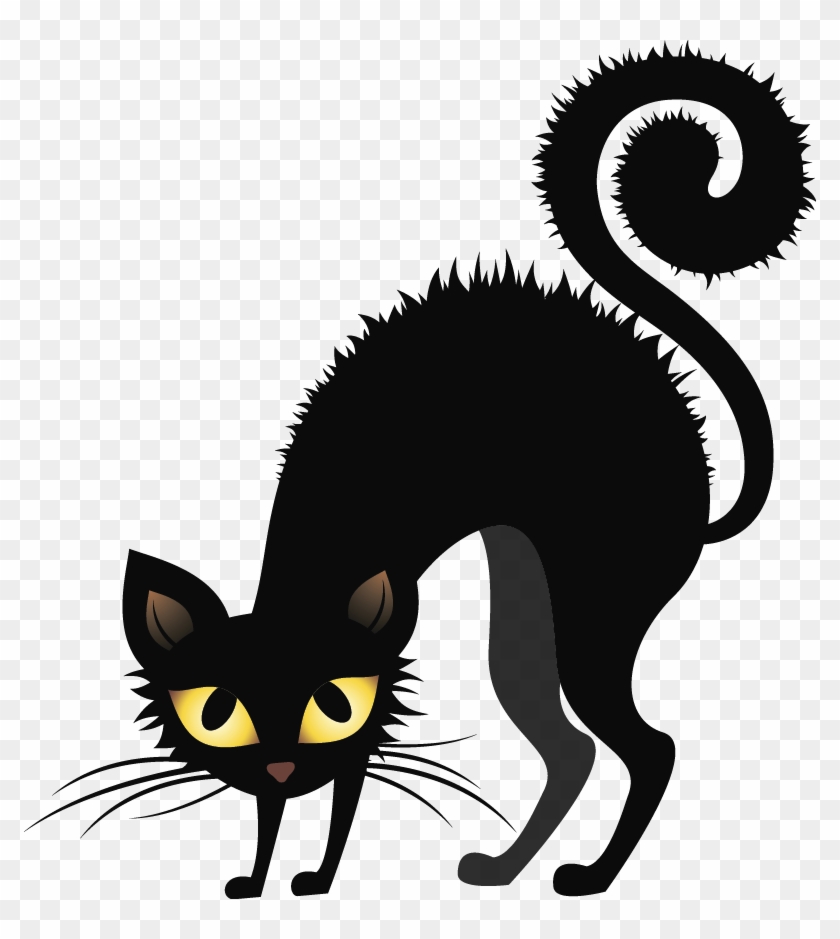 Bristling Black Cats - Black Cat Halloween Clipart #1643983
