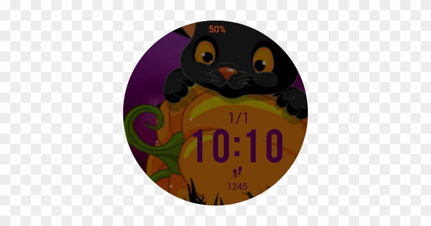 Halloween Cat 3 Watch Face Preview - Halloween Cat 3 Watch Face Preview #1643984