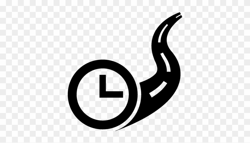 Clock On Road, Travel Time Symbol Vector - Travel Time Symbol #1644095