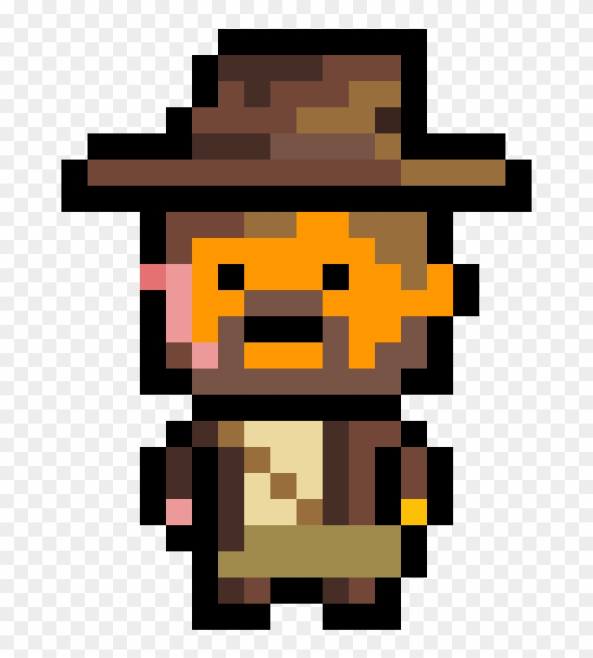 Indiana Jones Pixel Art Drawing - Minecraft Cowboy Pixel Art #1644199