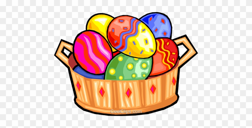Easter Eggs In A Basket Royalty Free Vector Clip Art - Easter Clip Art #1644286