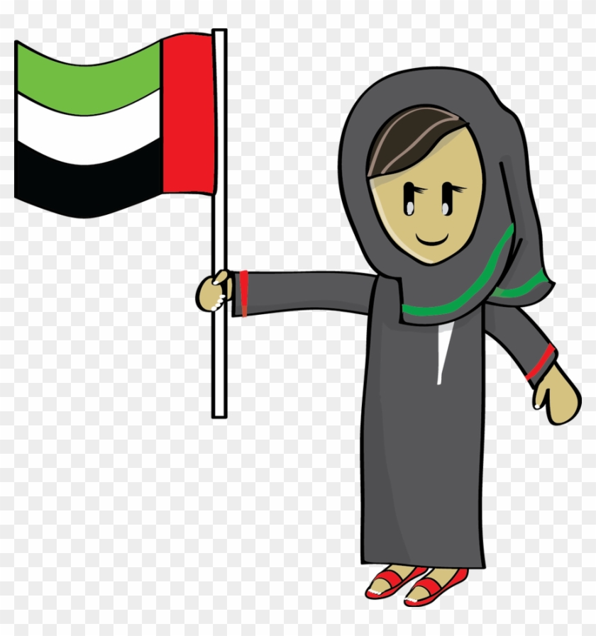 Wave My Flag Girl Sticker By Xuae - Uae Flag Clipart #1644703