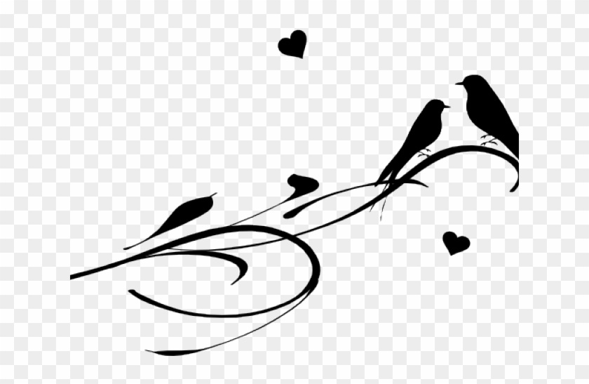 Love Birds Clipart Branch Tattoo - Love Birds On A Branch Silhouette #1644874