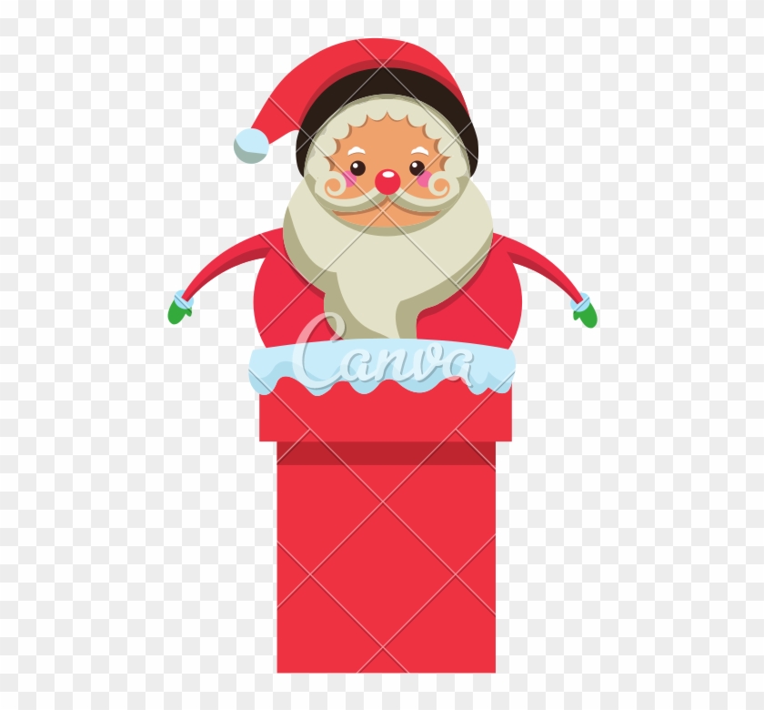 Cute Santa Claus In Chimney - Santa Claus #1645287