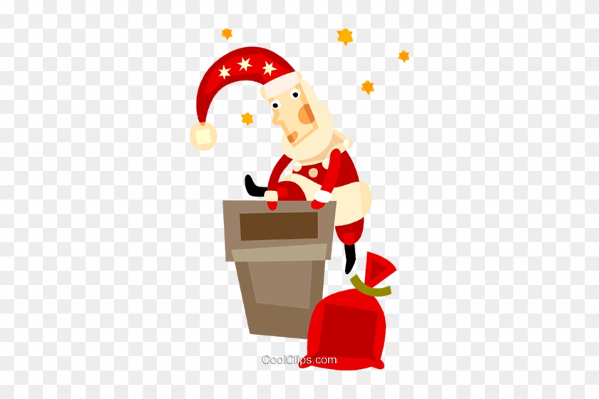 Santa Going Down A Chimney Royalty Free Vector Clip - Christmas Day #1645295
