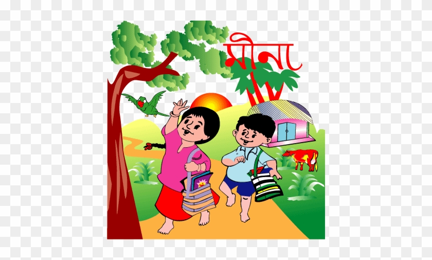 Meena Raju Cartoon Vector - Mina And Raju Cartoon #1645397