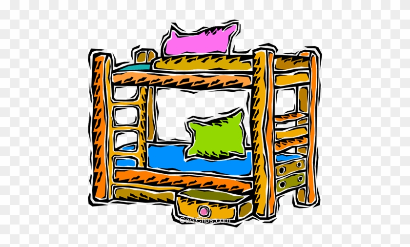 Bunk Beds Royalty Free Vector Clip Art Illustration - Bunk Bed Clip Art #1646846