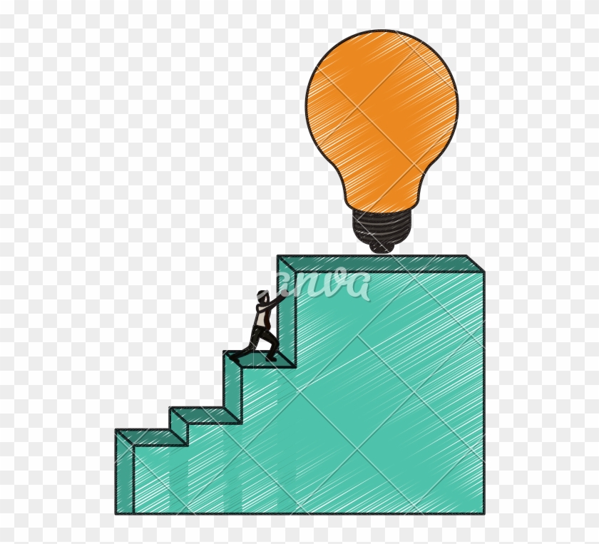 Businessman Pushing Stair Block - Illustration #1647288