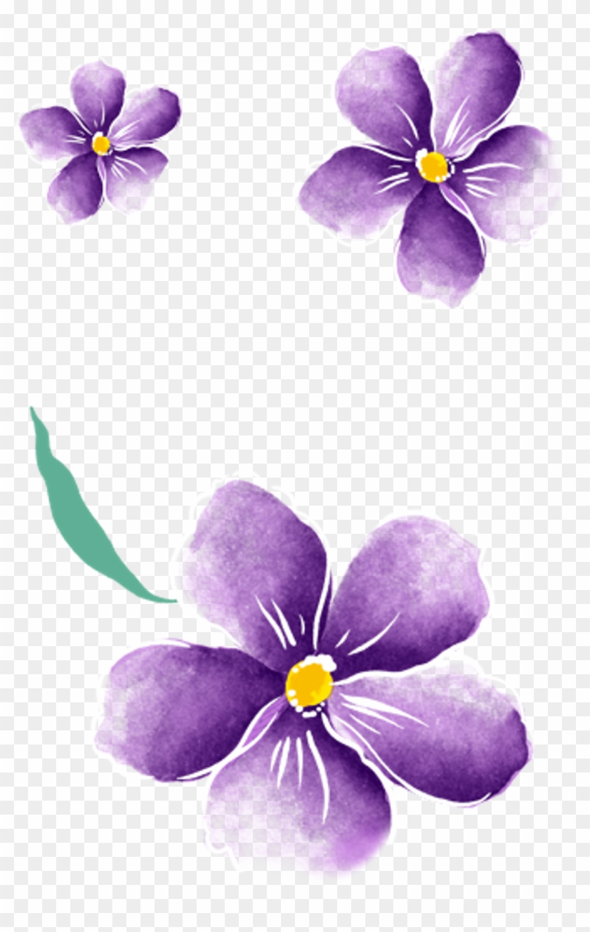 Flowers Floral Purpleflowers Watercolor Ftestickers - Flores Pintada A Mano #1647500