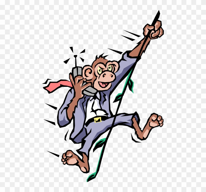 Vector Illustration Of Primate Monkey Businessman Swings - Vector Illustration Of Primate Monkey Businessman Swings #1647588