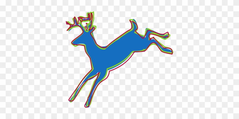 Stylized, Blue, Silhouette, Deer - Vector Graphics #1648050