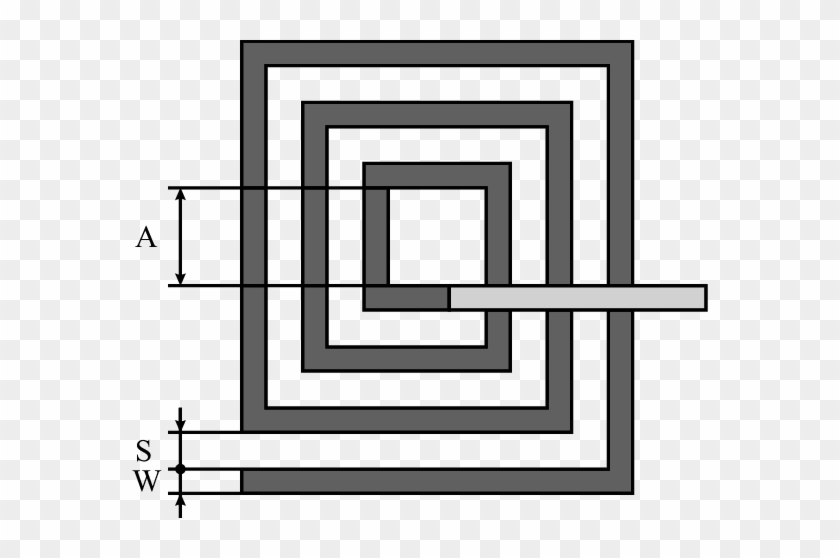 General Topology Of A Square Spiral Inductor - Split Ring Antenna Model #1648786