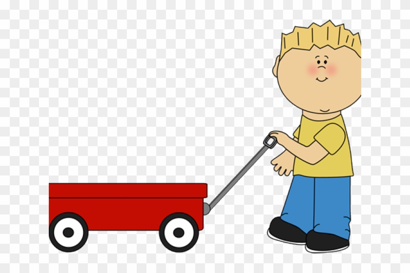 Wagon Clipart Transparent - Boy Pulling A Wagon #1649837