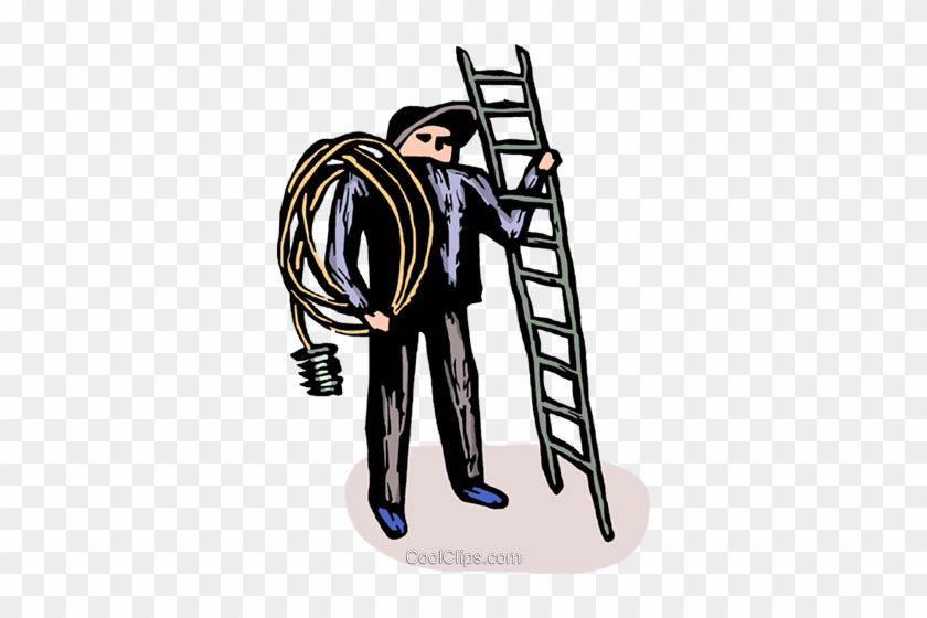Electrician With A Ladder Royalty Free Vector Clip - Eletricista Na Escada Png #1650143