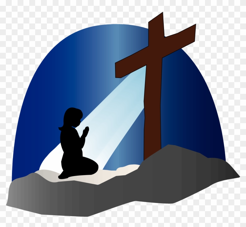 Cross And Silhouette - Kneeling At The Cross Clipart #1650292