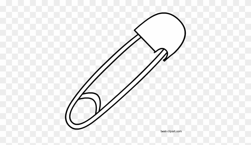 Black And White Safety Pin Free Clip Art - Safety Pin Clipart Black And White #1650387