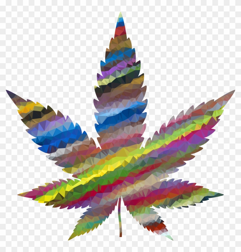 Poly Prismatic Marijuana Leaf - Cannabis Silhouette #1650820