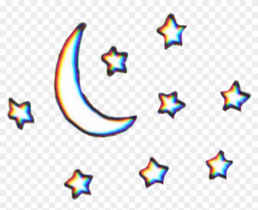 Glitch Stars Starrynight Rainbow Galexy California - Moon And Stars Transparent #1651179
