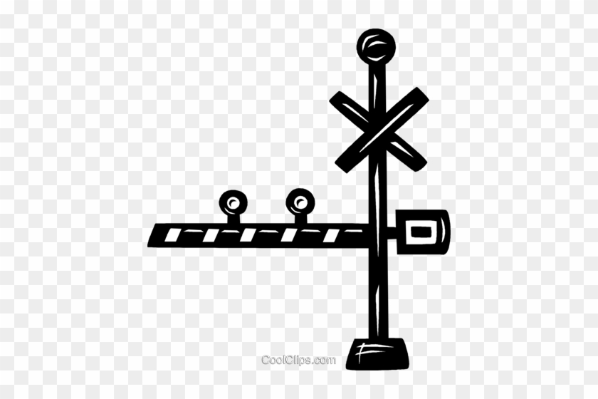 Railway Crossing Royalty Free Vector Clip Art Illustration - Rail Transport #1652257
