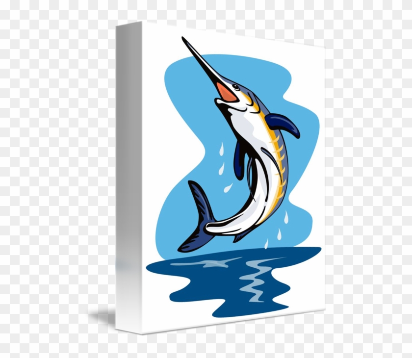Blue Marlin Fish Jumping Retro By Aloysius Patrimonio - Blue Marlin Fish #1652843