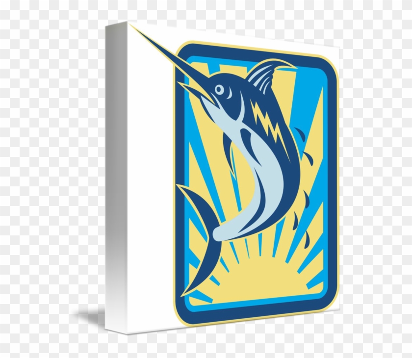 Blue Marlin Fish Jumping Retro By Aloysius Patrimonio - Atlantic Blue Marlin #1652850