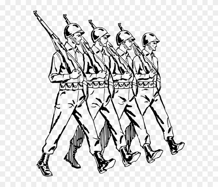 Free Vector Graphic Army Gun March Marching Phalanx - Line Of Soldiers Drawing #1654529