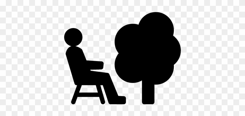 Person Sitting On A Chair Beside A Tree Vector - People Sitting Icon #1654660