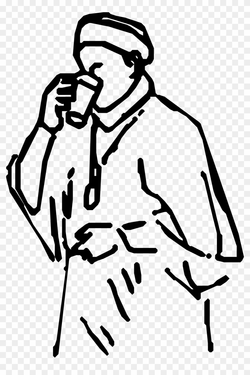 Big Image Gambar Sketsa Orang Minum Kopi Free Transparent Png