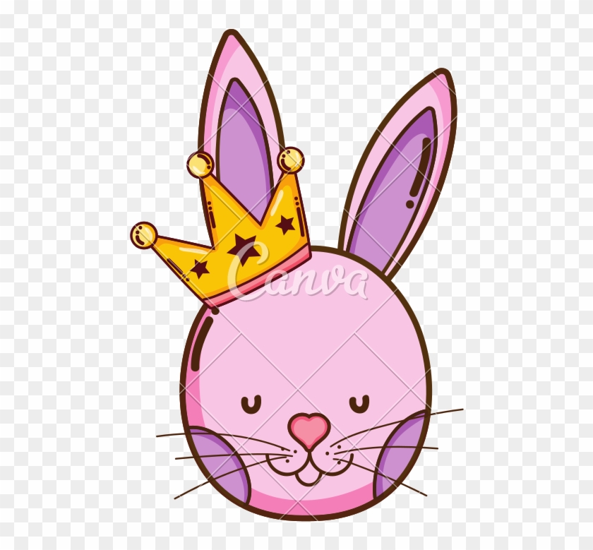 Cute Rabbit Head With Luxury Crown - Cartoon #1654983