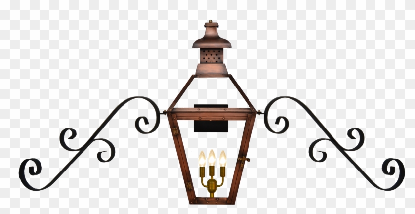 Pebble Hill Lantern With Double Scroll Mustache Scrolls - Gas Lantern Mustache Bracket #1655494