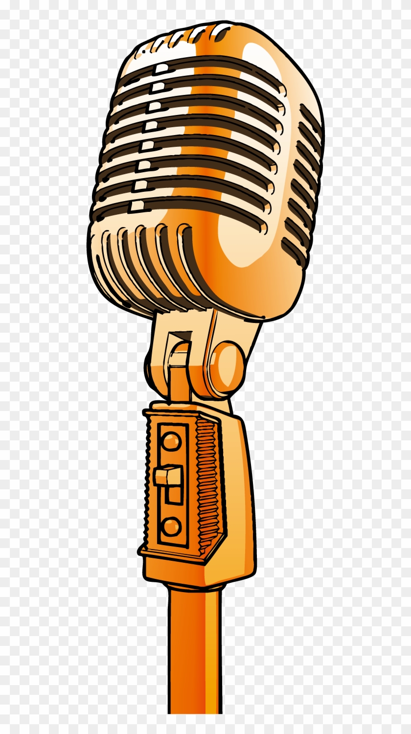 Gold Drawing Microphone - Mic Cartoon Png #1655901