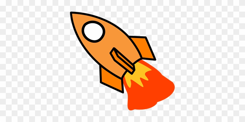 Rocket, Start, Fire, Cartoon, Orange - Rocket Ship Cut Out #254452